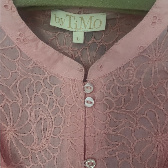 Pink Ruffled Blouse with Button Front - Picture 2 of 6